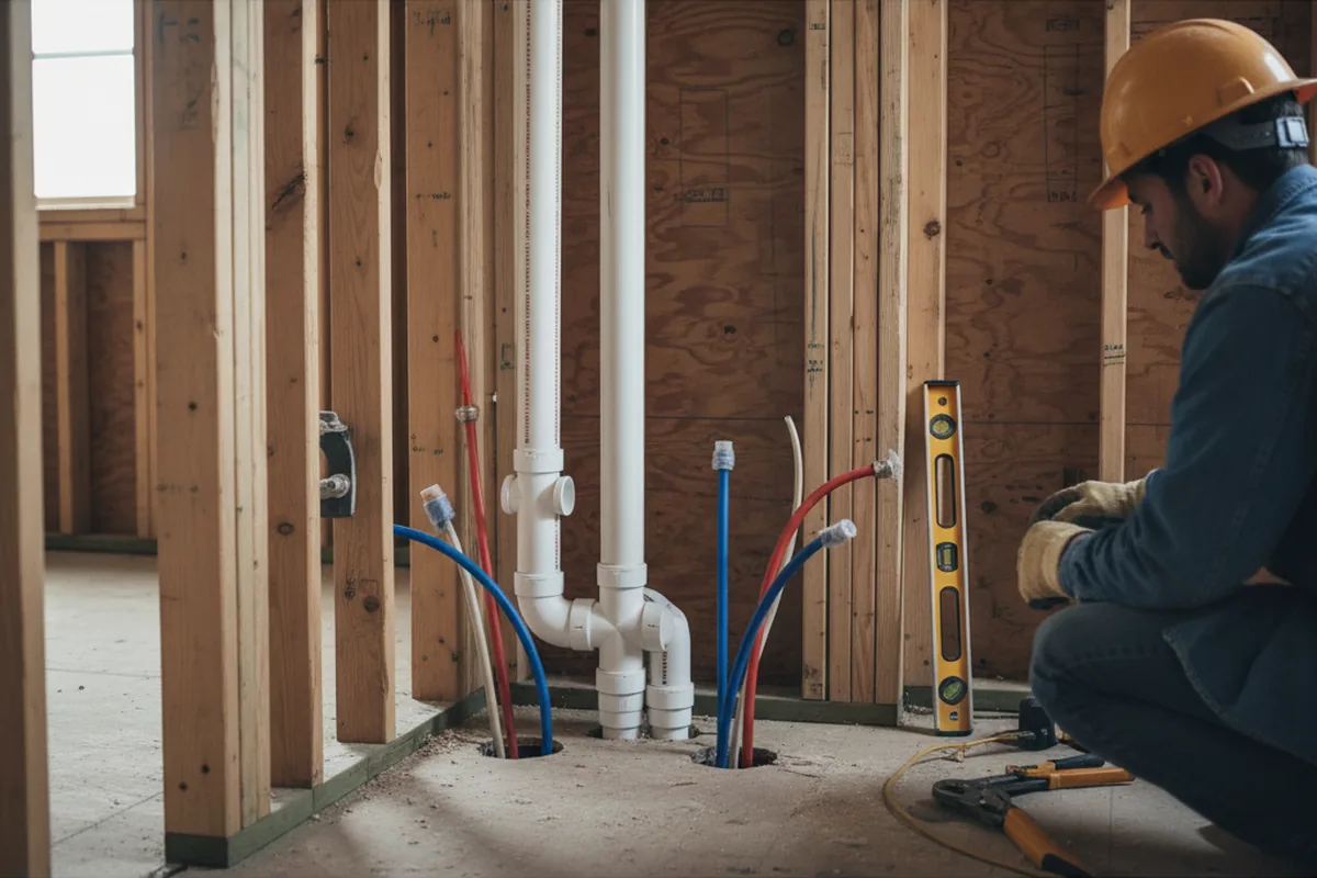 Drain and supply rough-in during Leak Detection in Nunica